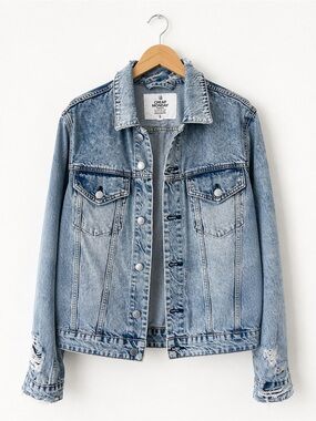 Cheap Monday Acid Wash Denim Jacket | Distressed  | Size Large